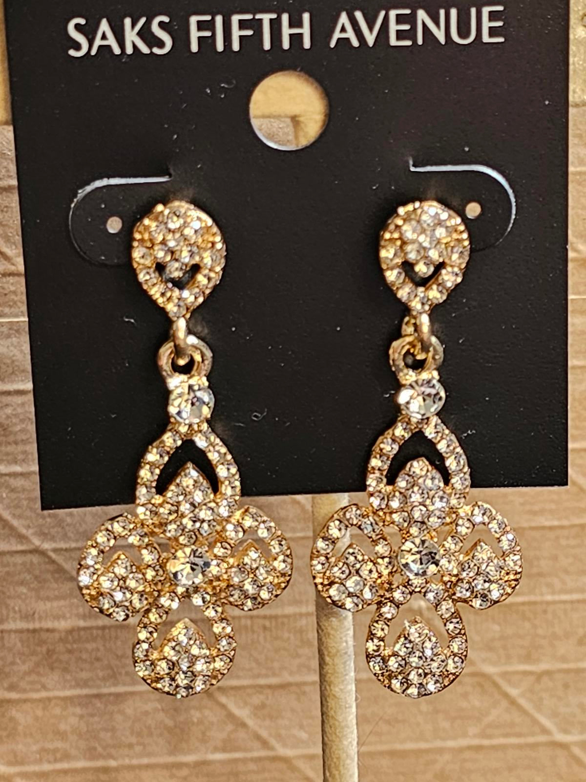 Saks Fifth Avenue Elegant Floral Drop Earrings