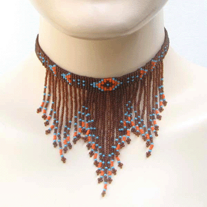 Handmade Beaded Brown Seed Bead Choker Necklace