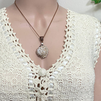 Desert Rose Selenite Necklace, Spirit Guardian, Protection
