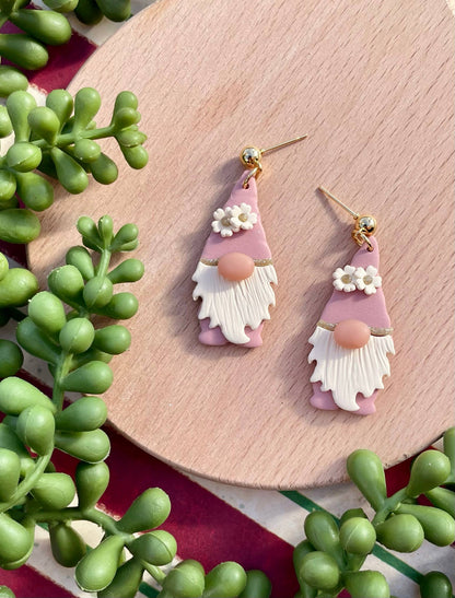 Cute Christmas gnome clay dangle earrings