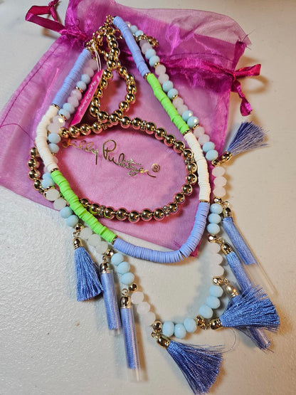 Lilly Pulitzer Colorful Layered Necklace with Tassels