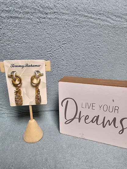 Tommy Bahama Pineapple Charm Hoop Earrings