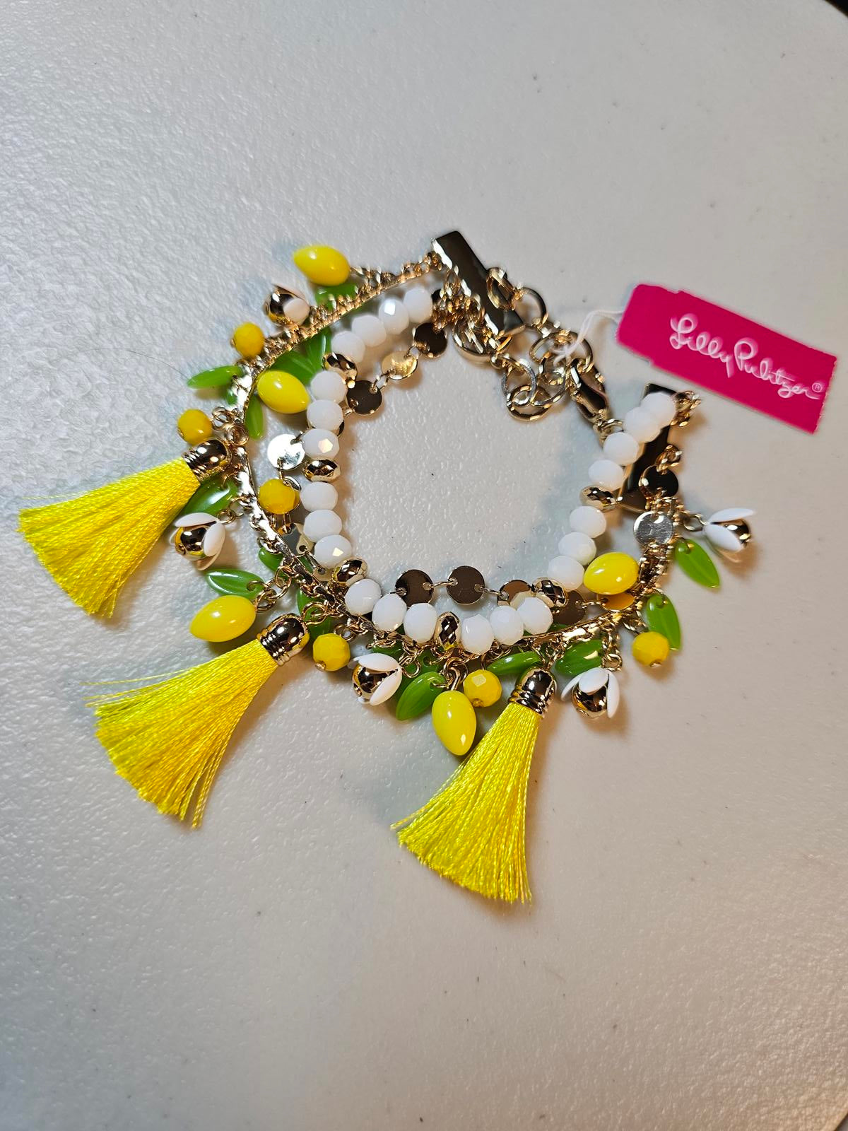 Lilly Pulitzer Vibrant Lemon Tassel Bracelet