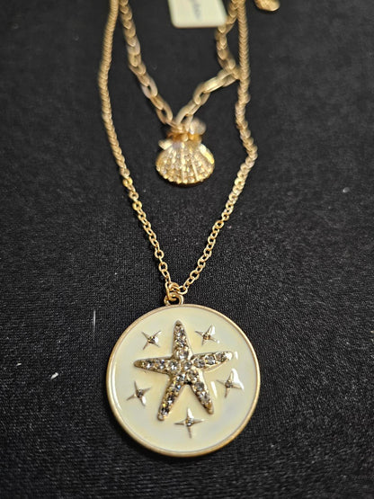 Tommy Bahama Gold Layered Necklace with Starfish and Shell Pendant