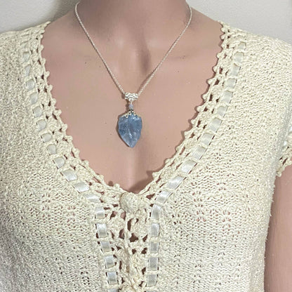 Raw Celestite Pendant, Angelic Communication Healing Energy