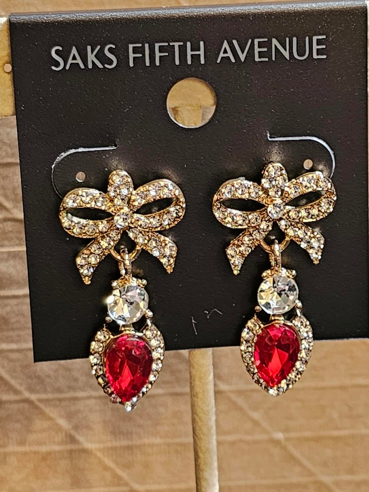 Saks Fifth Avenue Crystal Bow Drop Earrings