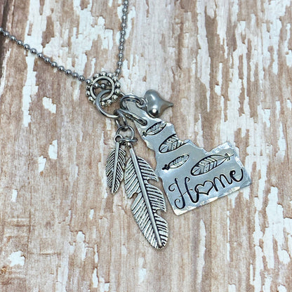 Idaho Feather Hand-stamped Necklace