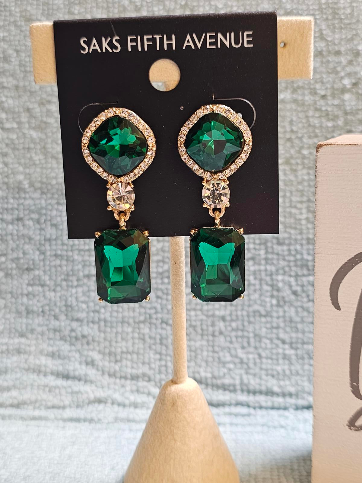 Saks Fifth Avenue Green Crystal Earrings