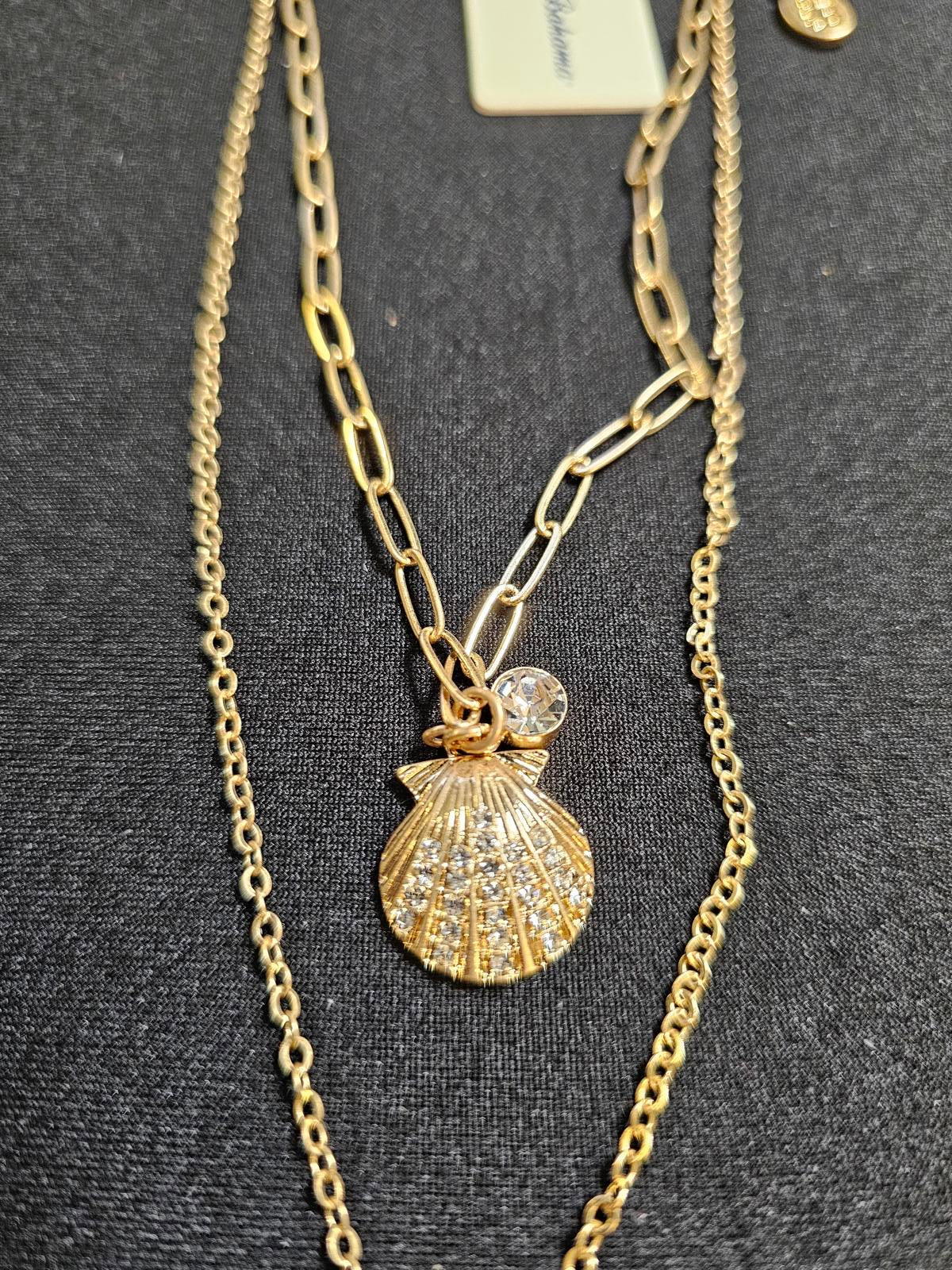 Tommy Bahama Gold Layered Necklace with Starfish and Shell Pendant