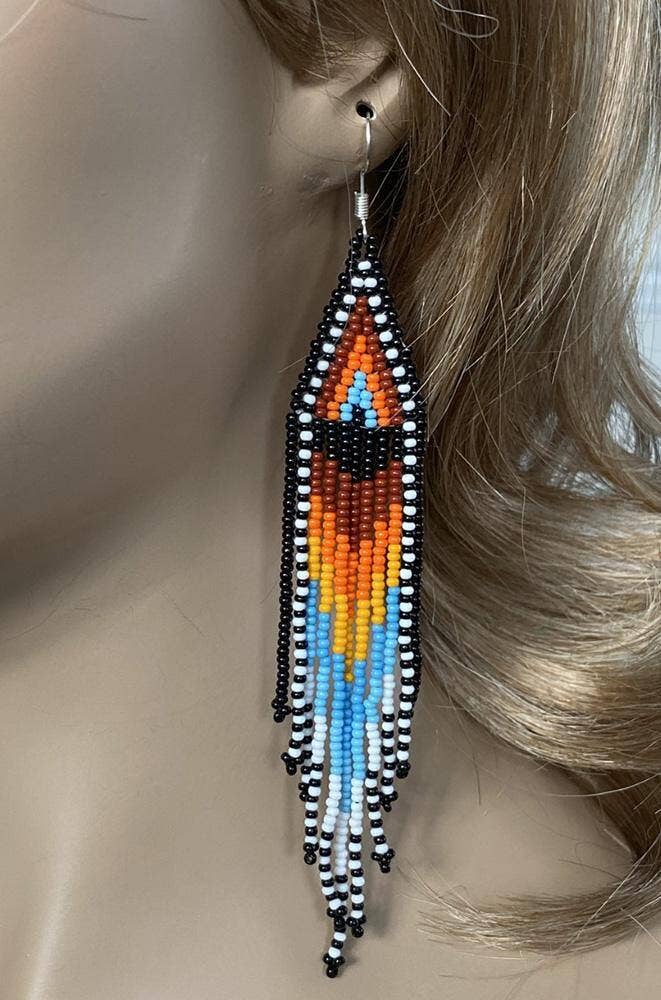 BEADS CORNER - Handmade Beaded Native Style Sun Multi-Color Hook Earrings