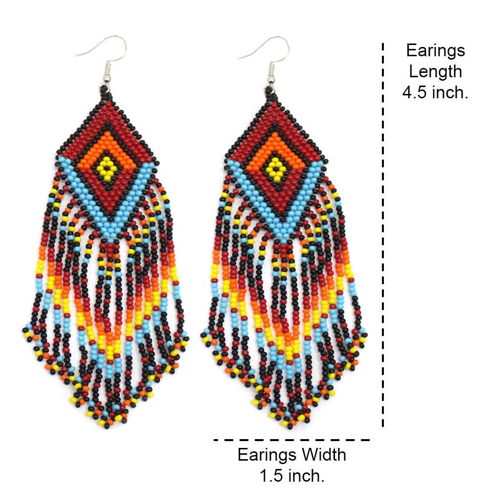 Native Style Multi-Color Beaded Handmade Long Fashion Hook E