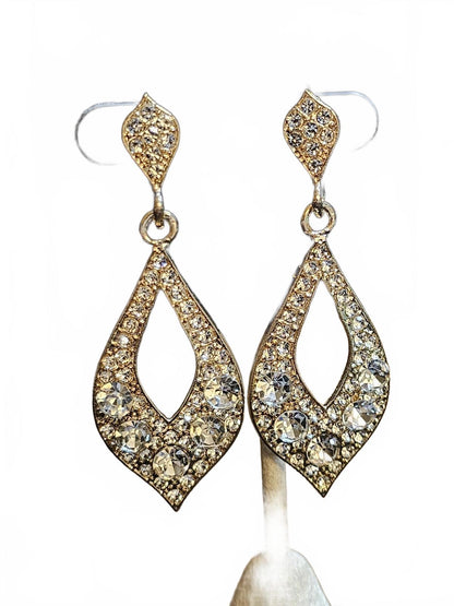 Elegant Goldtone Rhinestone Drop Earrings