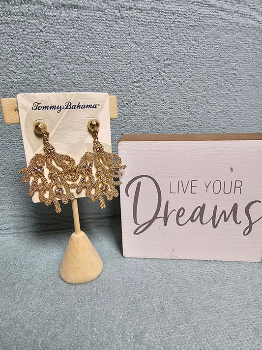 Tommy Bahama Coral Drop Earrings with Crystals