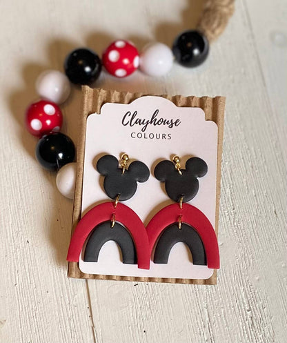 Mouse Large Rainbow Clay Earrings