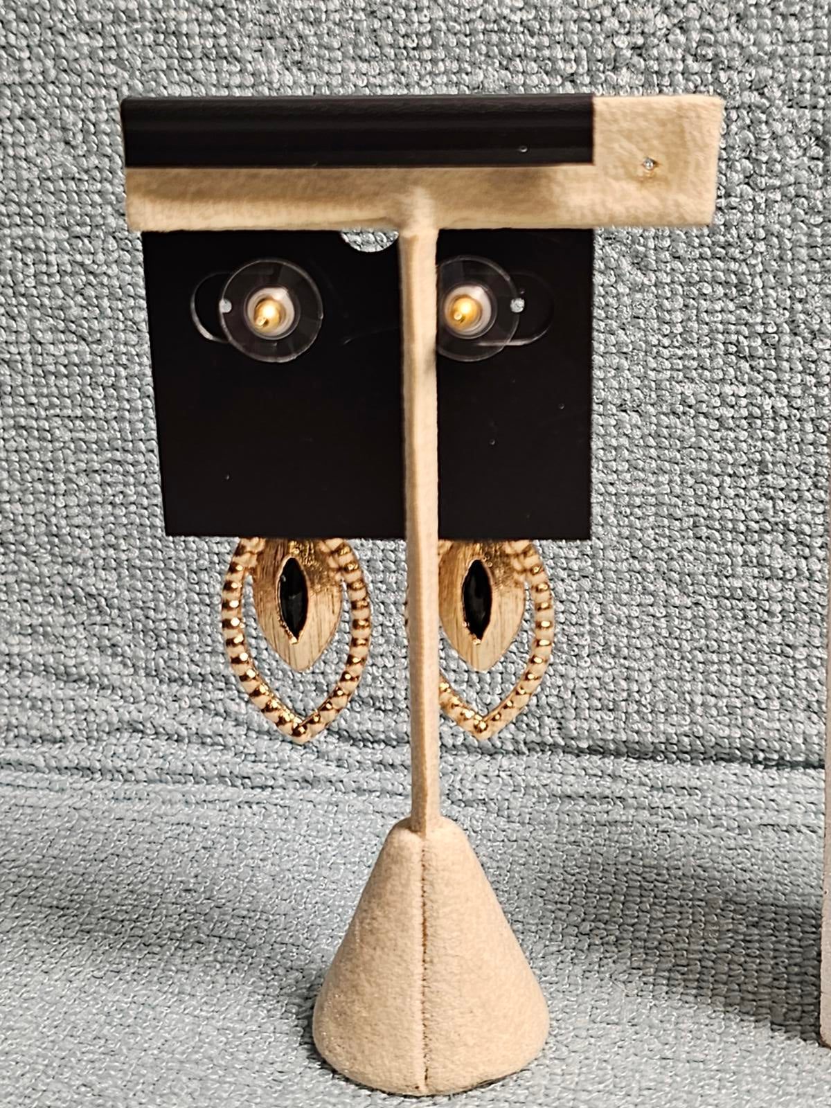Elegant Black Stone Drop Earrings by Saks Fifth Avenue