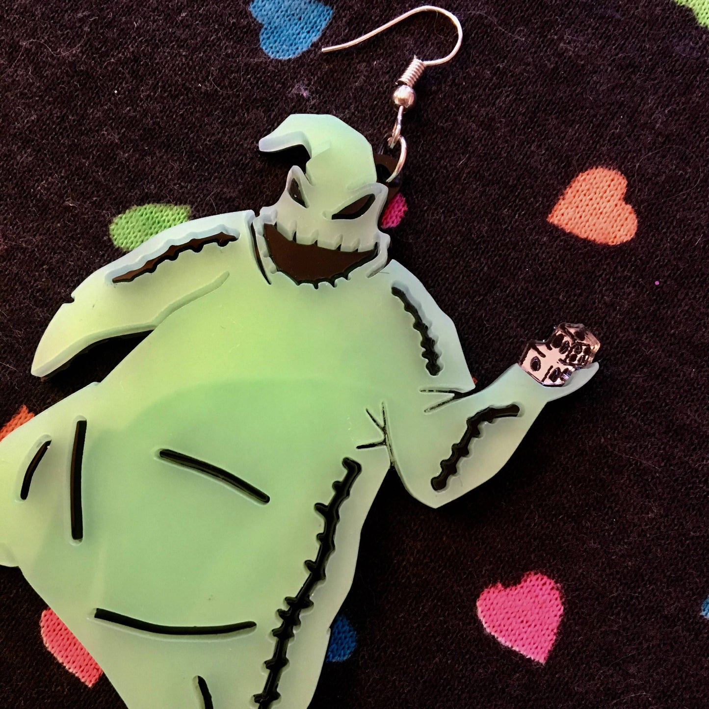 Oogie Boogie Earrings, Laser Cut Acrylic, Plastic Jewelry