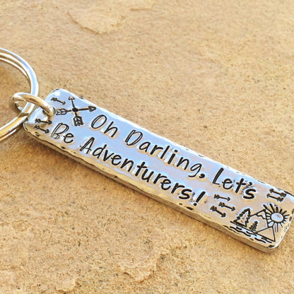 Let's Be Adventurers! Hand-stamped Simple Tag Keychain