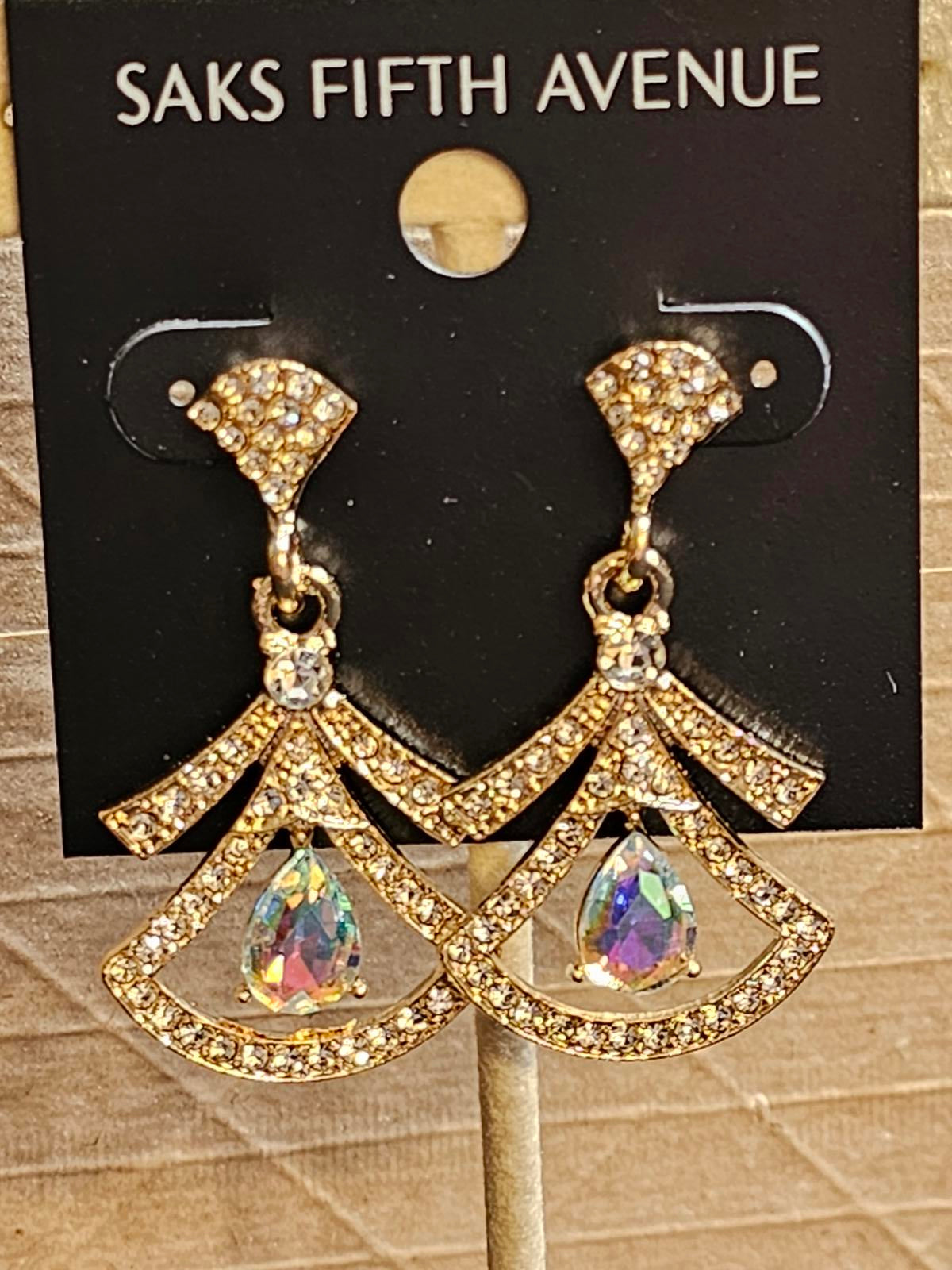 Elegant Saks Fifth Avenue Crystal Drop Earrings