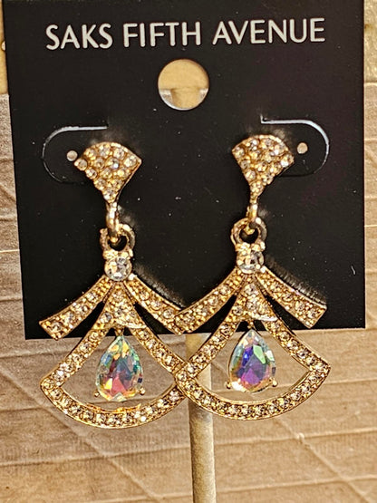 Elegant Saks Fifth Avenue Crystal Drop Earrings