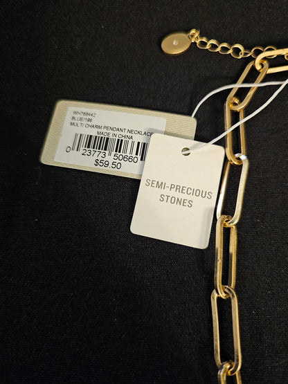 Stylish Gold Tommy Bahama Multi Charm Pendant Necklace with Semi-Precious Stones