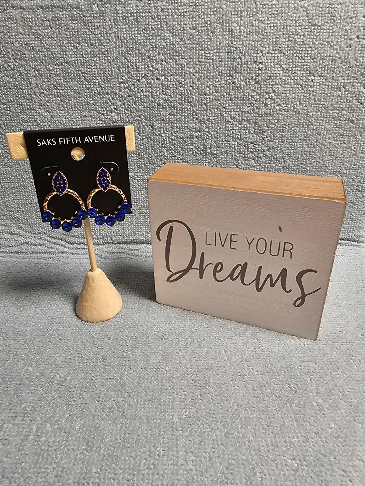 Elegant Blue Gemstone Hoop Earrings by Saks Fifth Avenue