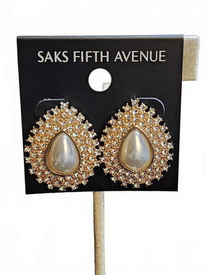 Elegant Saks Fifth Avenue Pearl Drop Earrings