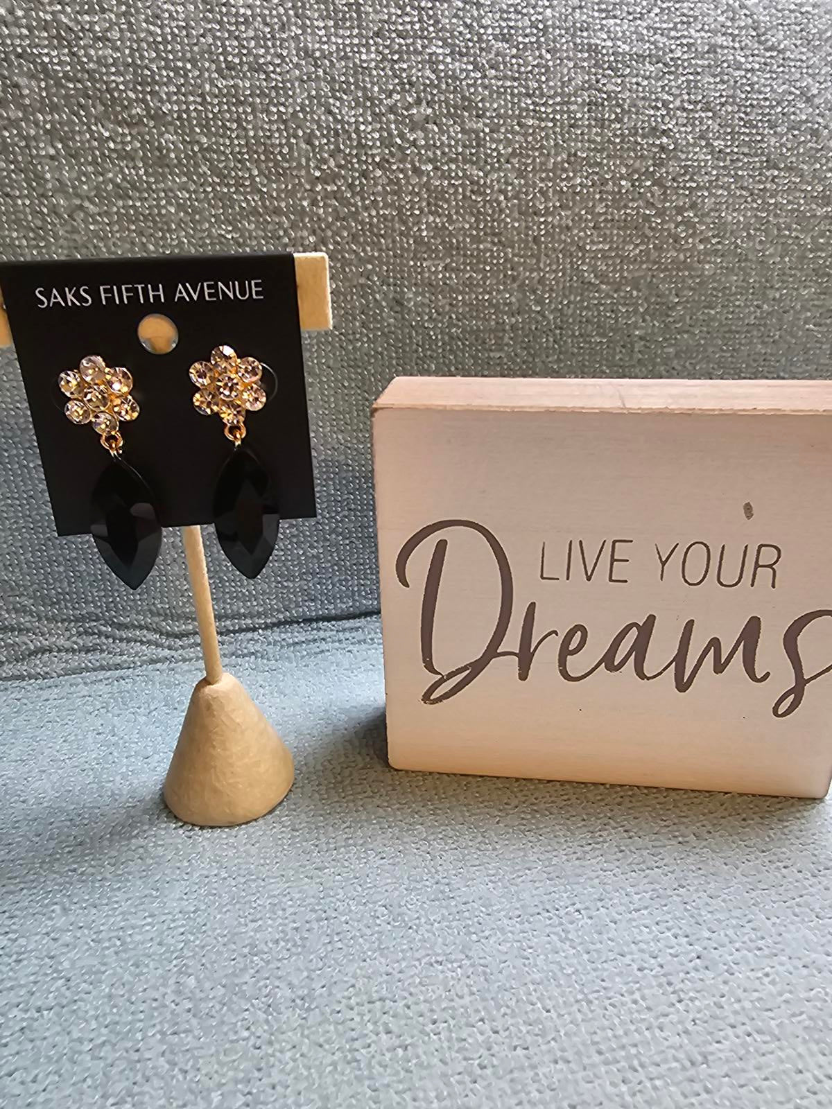 Elegant Black Drop Earrings by Saks Fifth Avenue