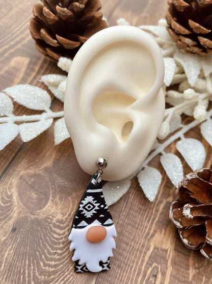 Cute Christmas gnome clay dangle earrings