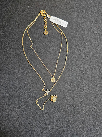 Lilly Pulitzer Gold Layered Necklace with Fish Pendant