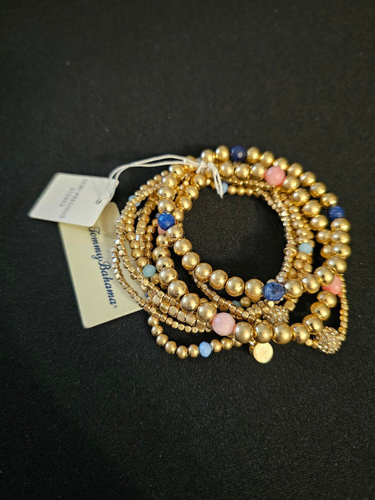 Tommy Bahama Gold & Semi-Precious Stone Stretch Bracelets Set