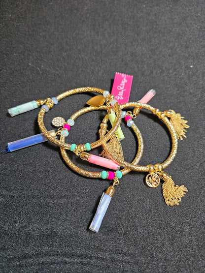 Colorful Lilly Pulitzer Stackable Bracelets Set with Charms