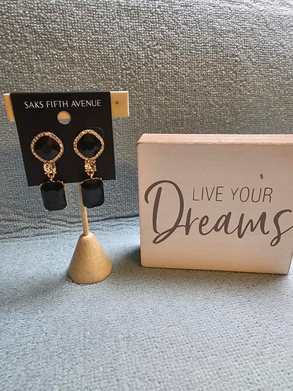 Elegant Black Drop Earrings by Saks Fifth Avenue