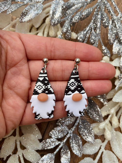 Cute Christmas gnome clay dangle earrings
