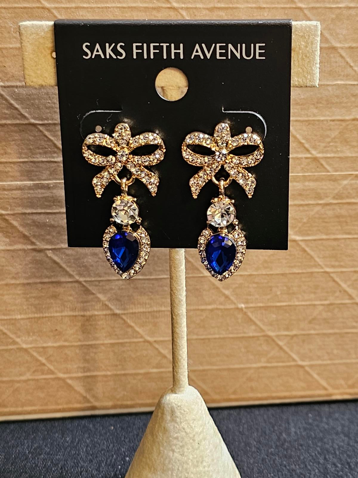 Elegant Blue and Crystal Earrings - Saks Fifth Avenue