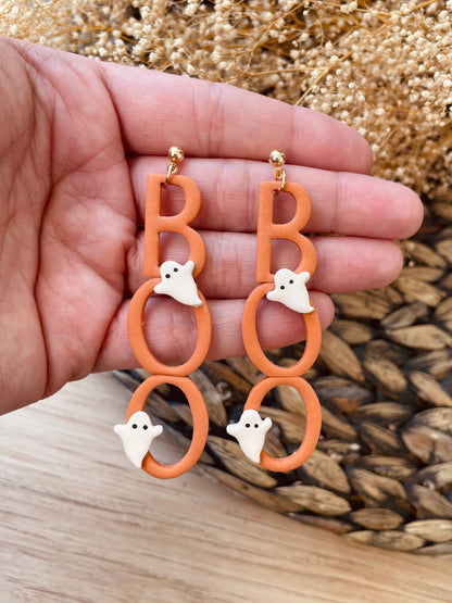 Stick By You Boutique - BOO fall Halloween clay dangle earrings