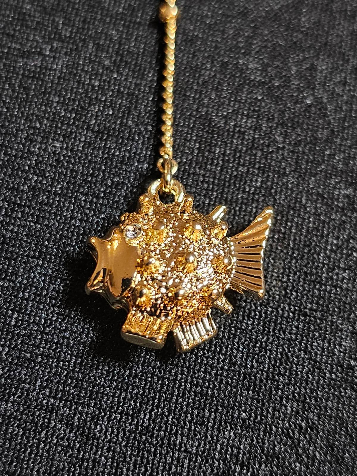 Lilly Pulitzer Gold Layered Necklace with Fish Pendant