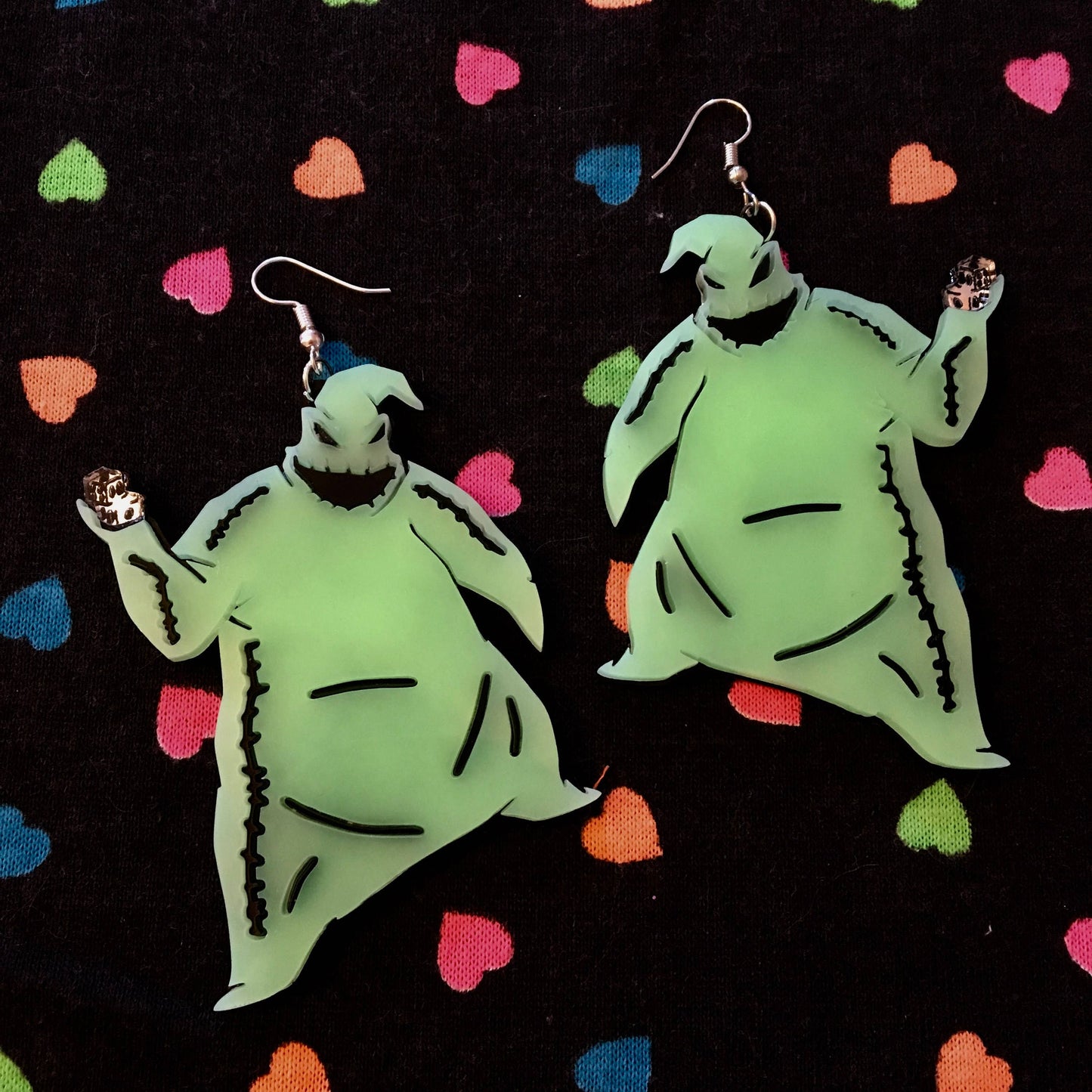 Oogie Boogie Earrings, Laser Cut Acrylic, Plastic Jewelry