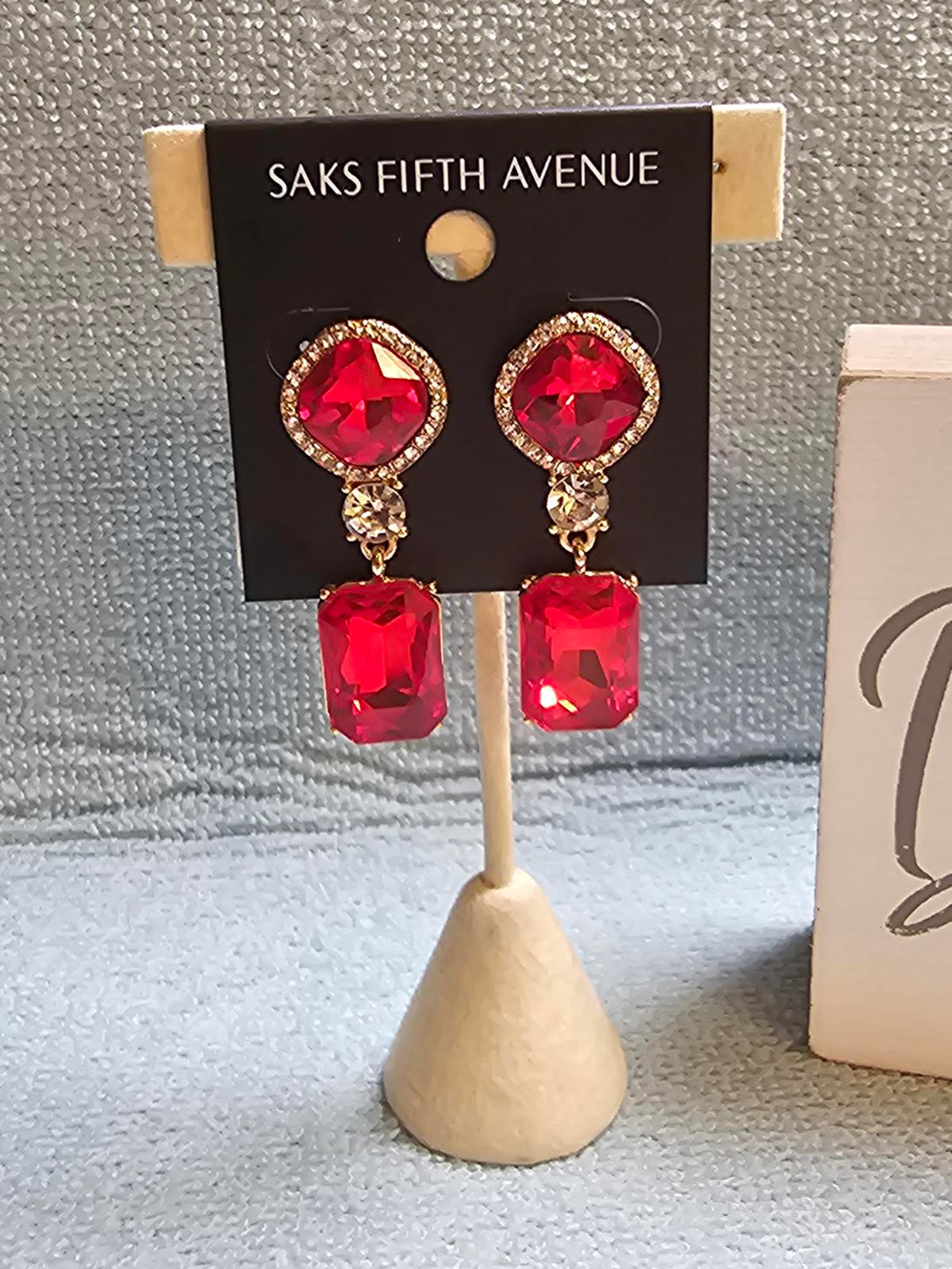 Saks Fifth Avenue Elegant Red Earrings
