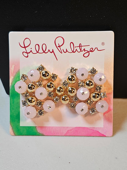 Lilly Pulitzer Blush Pink & Gold tone Stud Earrings