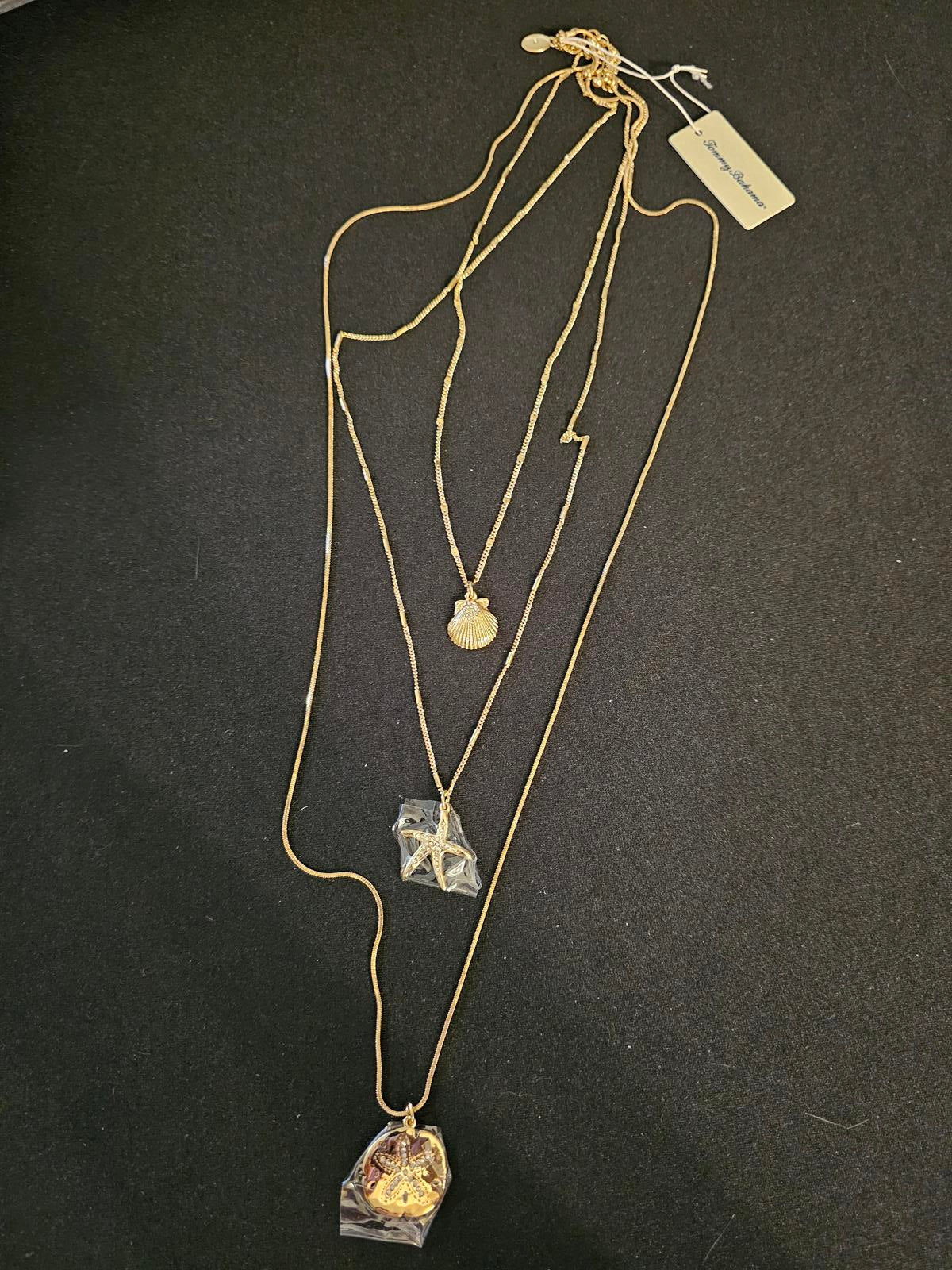 Elegant Tommy Bahama Layered Shell and Starfish Necklace Set