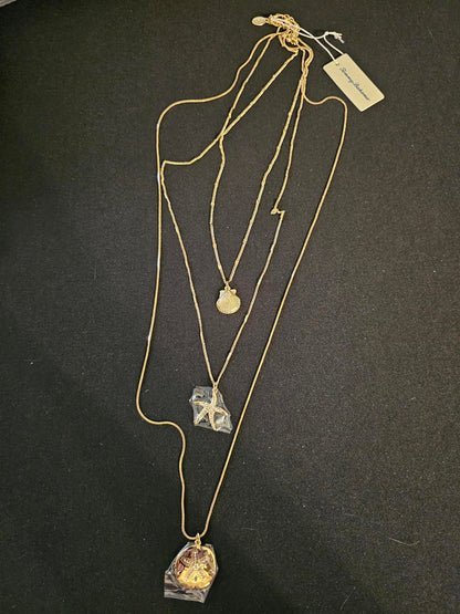 Elegant Tommy Bahama Layered Shell and Starfish Necklace Set