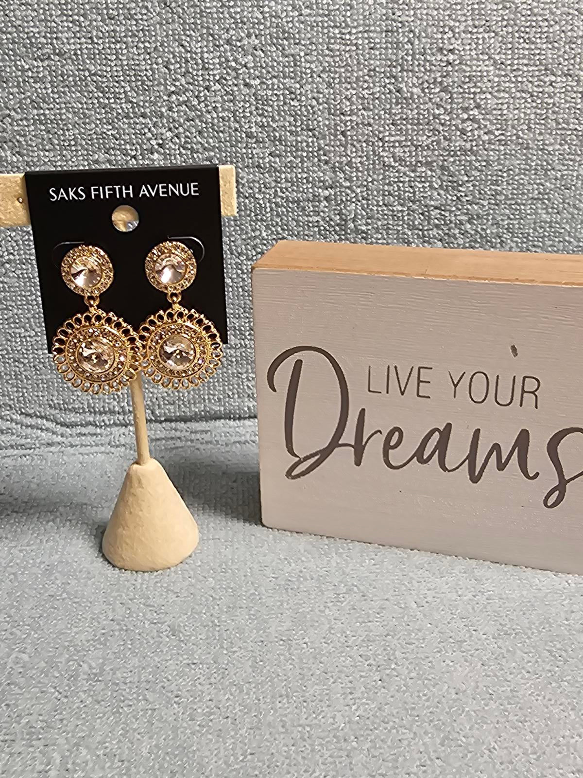 Saks Fifth Avenue Elegant Gold Chandelier Earrings