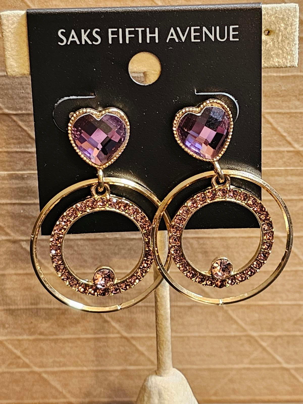 Saks Fifth Avenue Elegant Heart & Circle Earrings