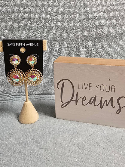 Shimmering Gold Crystal Earrings by Saks Fifth Avenue