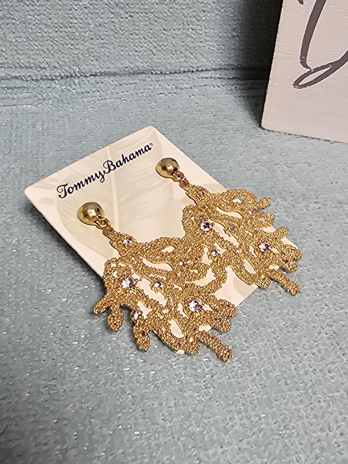 Tommy Bahama Coral Drop Earrings with Crystals