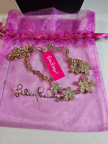 Lilly Pulitzer Floral Necklace - Elegant Gold Floral Design