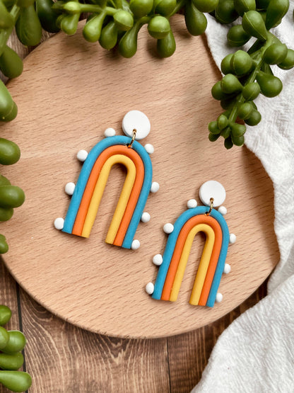 Boho Clay Rainbow Clay Dangle Earrings