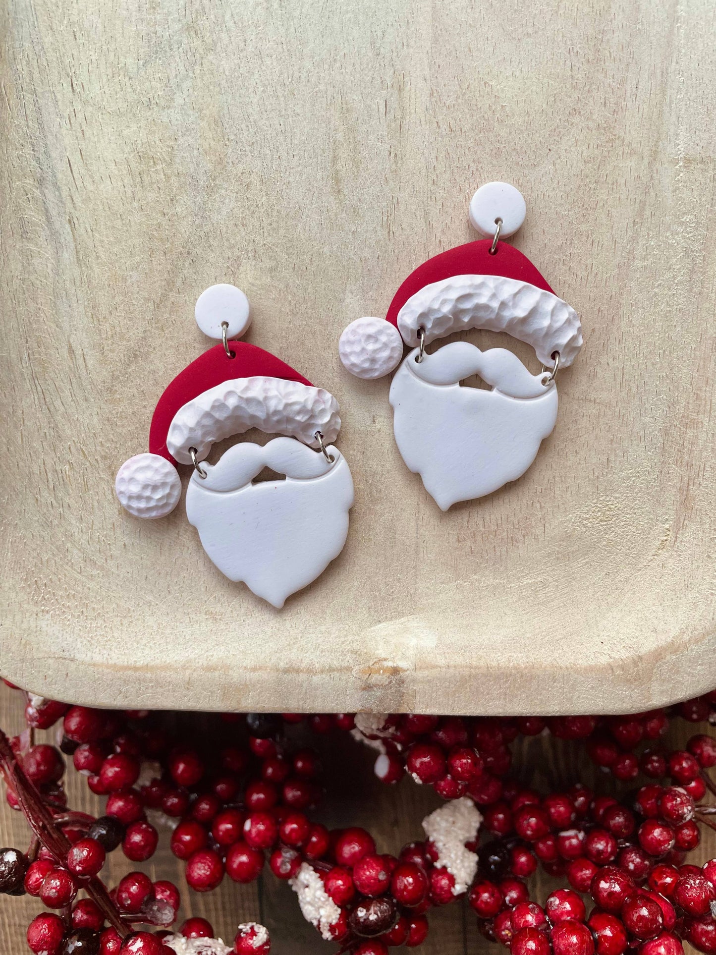 Santa Claus clay dangle earrings