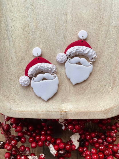 Santa Claus clay dangle earrings