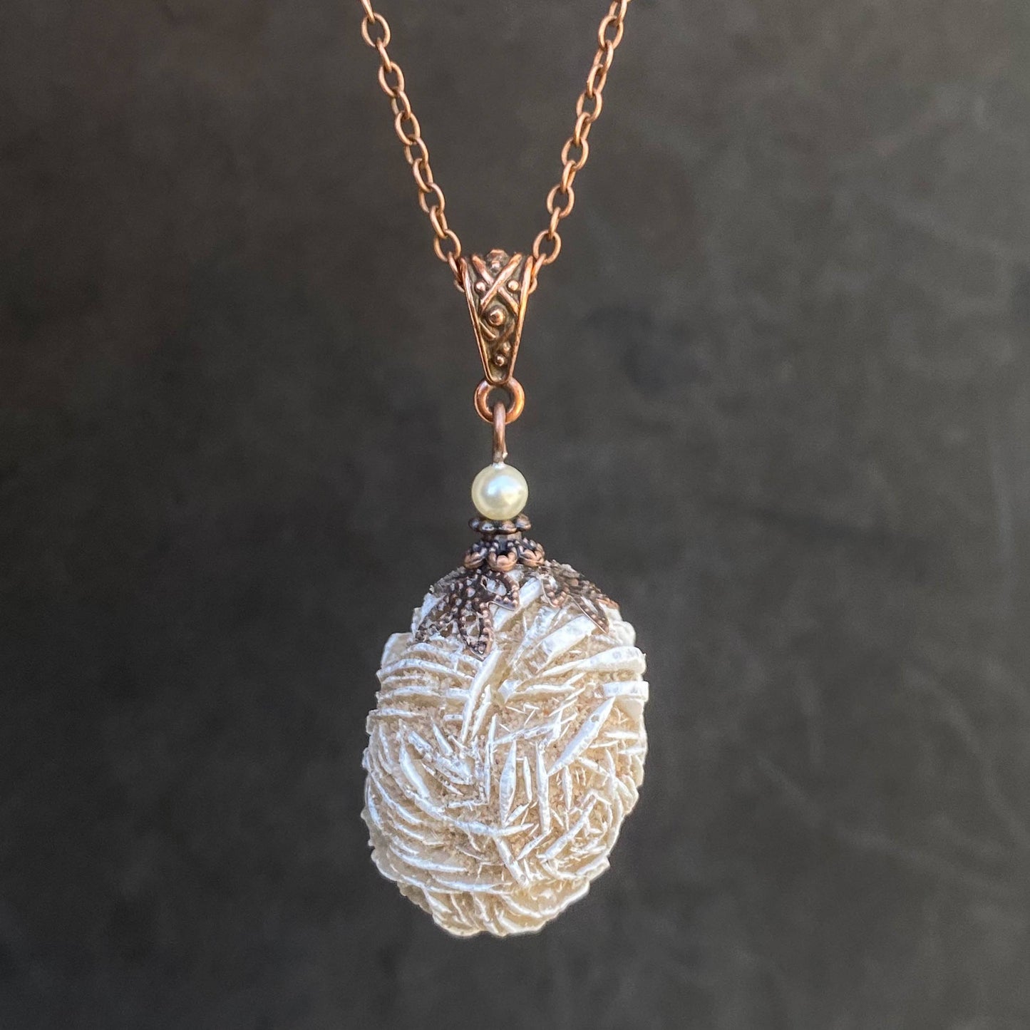 Desert Rose Selenite Necklace, Spirit Guardian, Protection